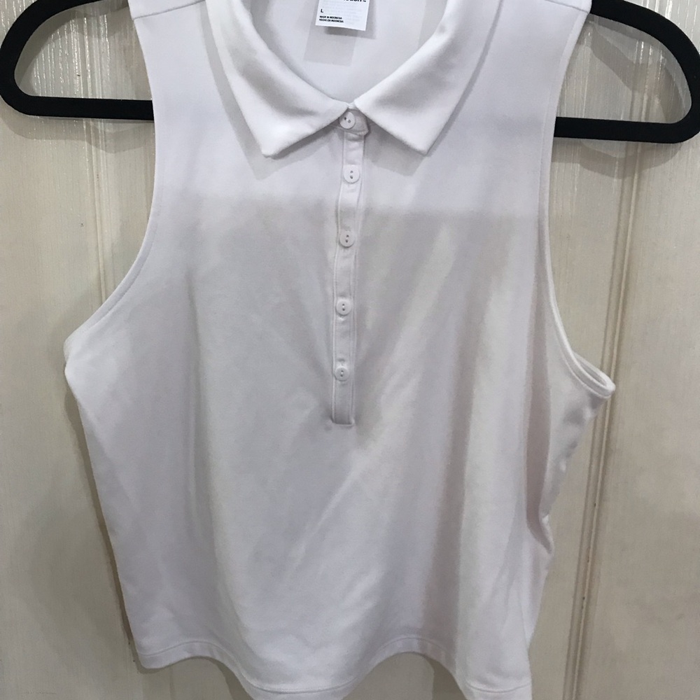 All in Motion White Sleeveless Polo Muscle Tee